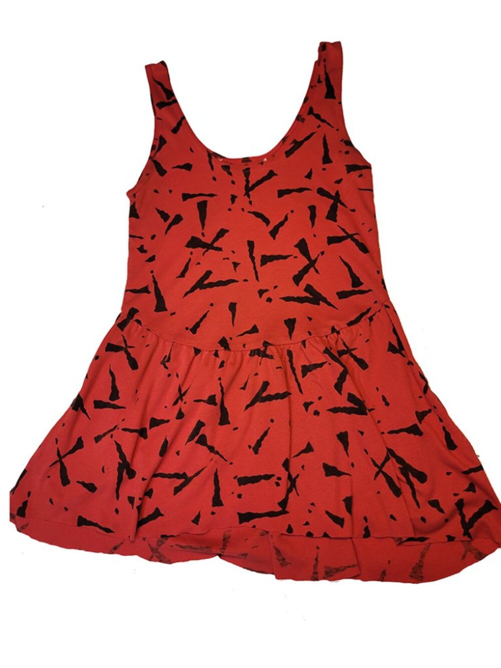 Girl's Red with Black Design Dress